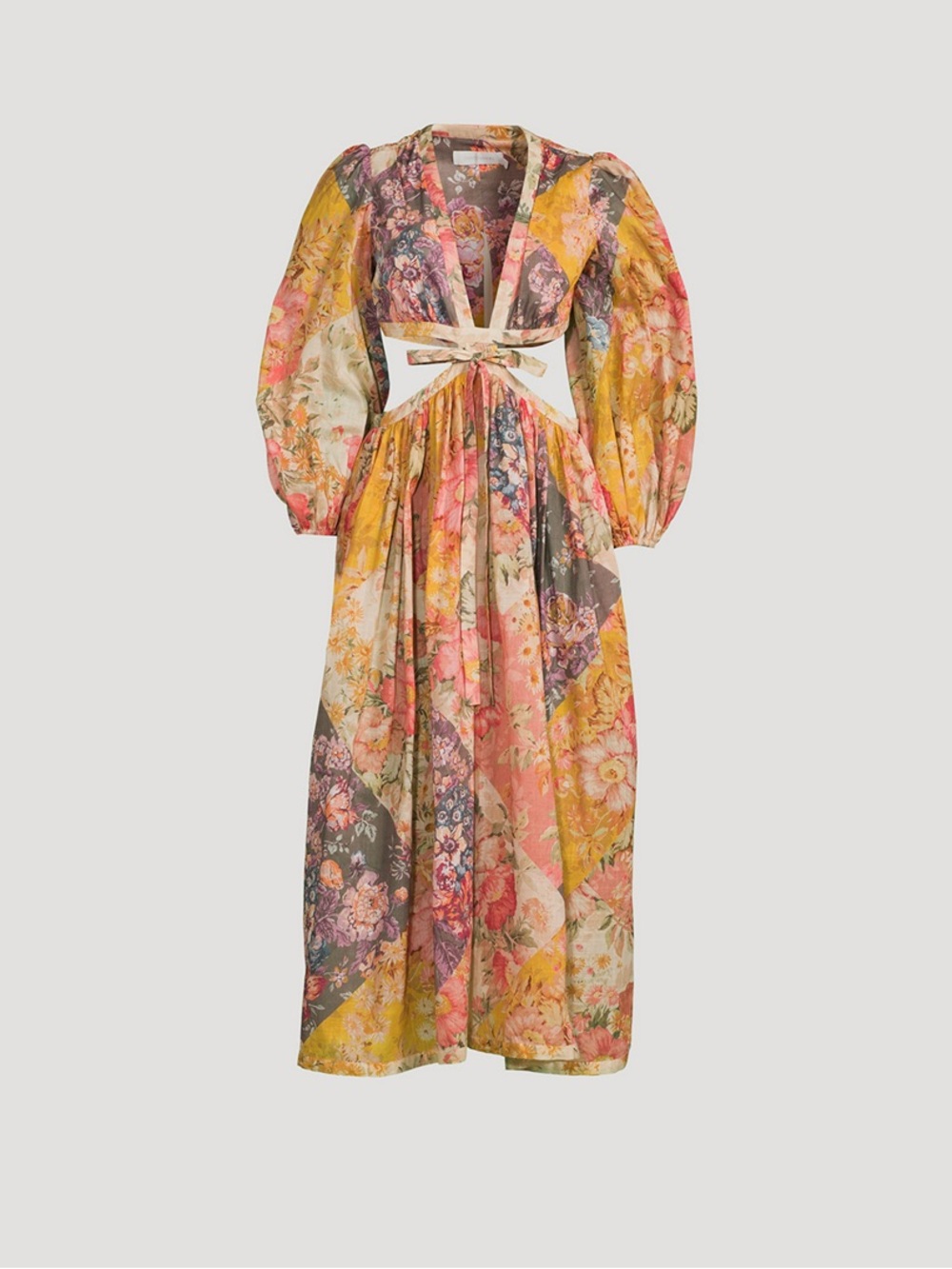 Zimmerman Pattie Cut-Out Midi Dress In Floral Print